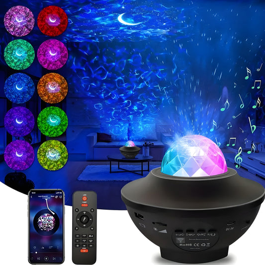 Compact Multi-Functional LED Galaxy Projector Light With Built-In Bluetooth Speaker
