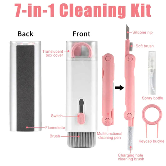 Mini Portable Multi-Functional 7 In 1 Cleaning Tool Kit For Keybaord, Mobile, Earbuds