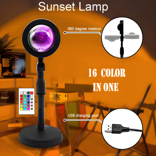 Sunset Projector Lamp With 16-Color LED And Remote Control
