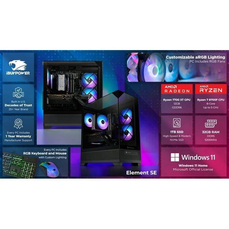 iBUYPOWER ESA7R77XT01 Gaming PC Desktop - AMD Ryzen 7 8700F, AMD Radeon RX 7700 XT 12GB, 32GB DDR5 Non-RGB RAM, 1TB NVMe SSD - Image 2
