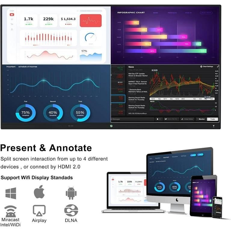 TIBURN HQ Board 75" R2 MAX, Smart Board 4K UHD Touch Screen All-in-One Computer for Office and Classroom with Android 13 and Windows 11 Pro & Open App Ecosystem - Image 3