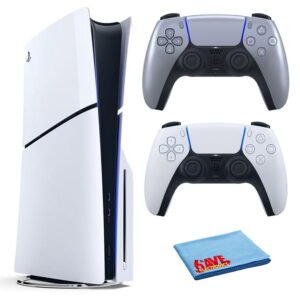 PlayStation 5 Slim, PS5 Console, Built-in 1TB SSD Storage Bundle with Extra Sony PS-5 DualSense Wireless Play Station Controller - Silver (Limited Edition) and Accessories