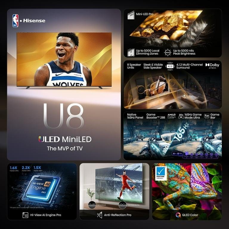 Hisense 100" Class U8 Series Mini-LED ULED 4K UHD Google Smart TV (100U8QG, 2025 Model) - Image 14