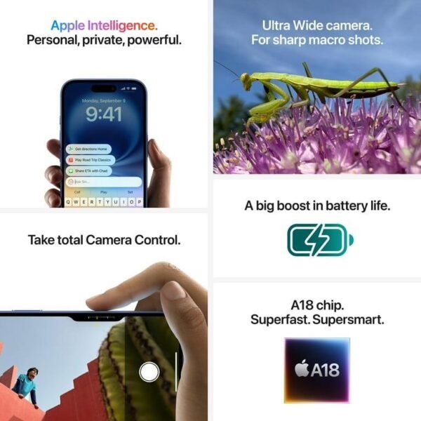 Straight Talk Apple iPhone 16, 128GB, Teal - Image 6