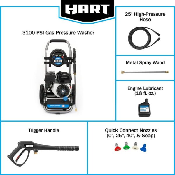 HART 3100 PSI 2.5 GPM 212cc 4-Cycle OHV Gas Powered Cold Water Pressure Washer - Image 5