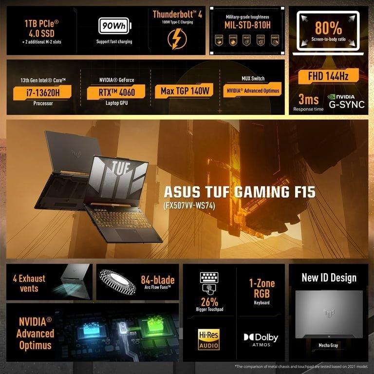 ASUS TUF F15 15.6 inch FHD 144Hz Gaming Laptop Intel Core i7-13620H NVIDIA GeForce RTX 4060 16GB DDR5 1TB SSD Mecha Gray (2023) - Image 10