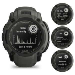 Garmin Instinct 2X Solar Rugged GPS Smartwatch, Moss with Power Glass Lens, LED Flashlight