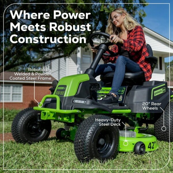 Greenworks 60V 42" Cordless Battery CrossoverT Riding Lawn Mower + (6) 8.0Ah Batteries & 600kW Charger 7422402 - Image 4