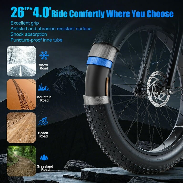Dual Motors AWD 2600W Electric Bike for Adult 26'', UL2849 48V 30/60AH Removable Battery E-mountain bike 4.0 Fat Tire up to 32MPH Long Range Off-road Ebike Beach Dual Hydraulic&Brakes E-Bicycle - Image 2