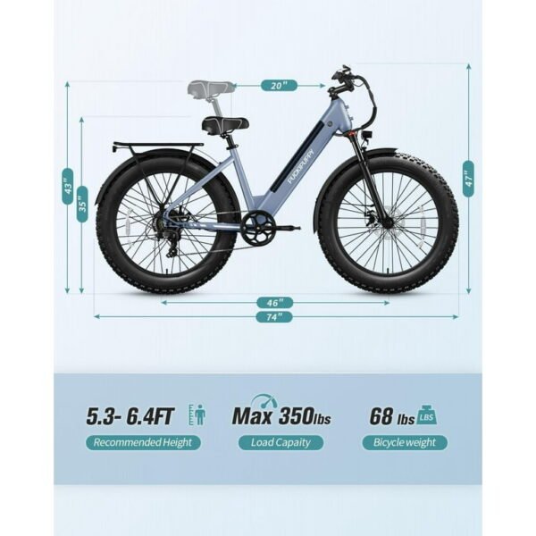 DRIFT.SLIDE 1500W Electric Bike for Adults Full Suspension, 20" Fat Tire, 20.8AH Long Seat Dirt Bike, Max 31MPH & 40-150 Miles, Moped Style Ebike for Snow, Mountains, Road - Image 6