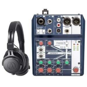 Audio Technica ATH-M60X Studio Headphones+Soundcraft Mixer w/ USB Interface