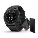 Garmin Fenix 7 Pro Sapphire Solar Edition 47 MM Carbon Gray DLC Titanium with Black Band GPS Smartwatch Built-in Flashlight And Power Sapphire Solar Charging