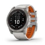 Garmin fenix 7X Pro Sapphire Solar, Multisport GPS Smartwatch, Built-in Flashlight, Solar Charging Capability, Fog Gray/Ember Orange