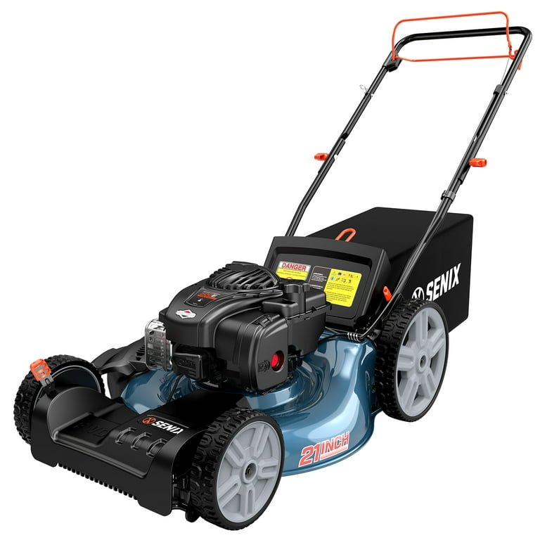 SENIX Self-Propelled Gas Lawn Mower, 21in Blade / 22in Deck, 140cc 4-Cycle Made in USA Briggs & Stratton Engine, 3-in-1, 6-Position Adjustment, 11in Rear Wheels, LSSG-M9 - Image 6