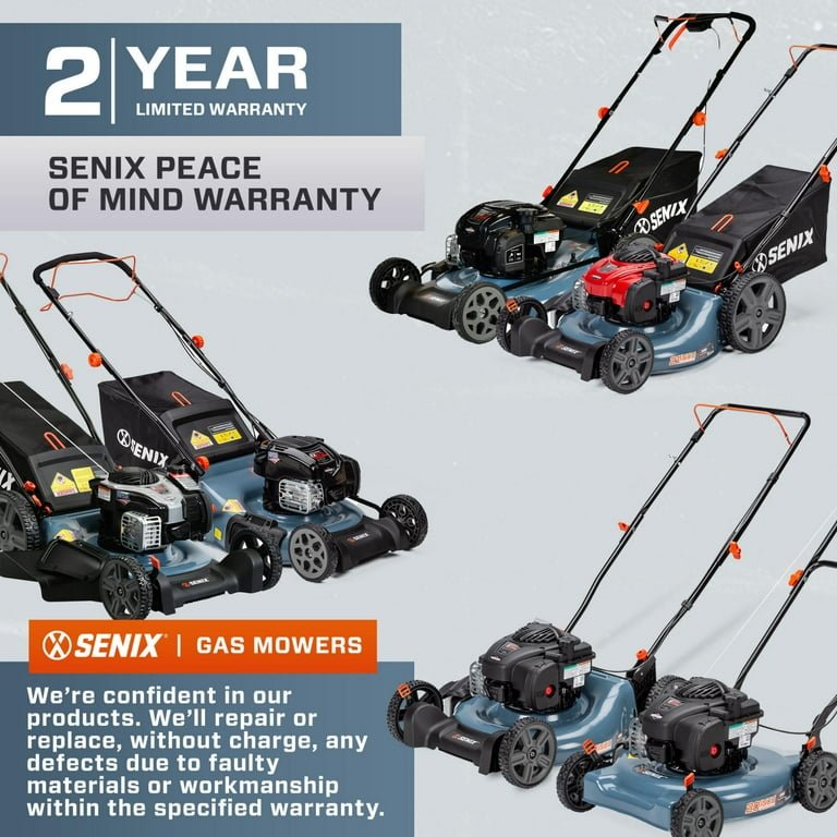SENIX Self-Propelled Gas Lawn Mower, 21in Blade / 22in Deck, 140cc 4-Cycle Made in USA Briggs & Stratton Engine, 3-in-1, 6-Position Adjustment, 11in Rear Wheels, LSSG-M9 - Image 4