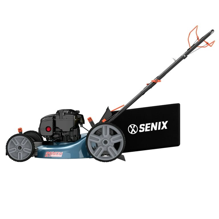 SENIX Self-Propelled Gas Lawn Mower, 21in Blade / 22in Deck, 140cc 4-Cycle Made in USA Briggs & Stratton Engine, 3-in-1, 6-Position Adjustment, 11in Rear Wheels, LSSG-M9 - Image 3