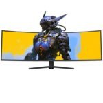 CRUA 49 Inch Ultra-Wide Curved Gaming Monitor, 144Hz/165Hz, DFHD (3840x1080p), 1500R,FreeSync, 32:9, 120% sRGB, HDMI 2.1 & DP 1.4, Wall Mount Install, Black