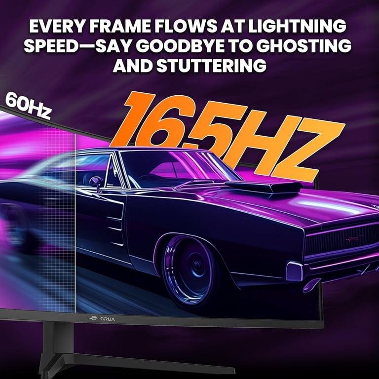 CRUA 49 Inch Ultra-Wide Curved Gaming Monitor, 144Hz/165Hz, DFHD (3840x1080p), 1500R,FreeSync, 32:9, 120% sRGB, HDMI 2.1 & DP 1.4, Wall Mount Install, Black - Image 2