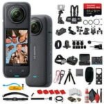 nsta360 X5 8K 360 Waterproof Action Camera | 1/1.28" Sensors, Replaceable Lenses, PureVideo AI, 185-Min Battery Life (CINSAAHA_X501) + Invisible Selfie Stick + 50-in-1 Accessory Kit + More