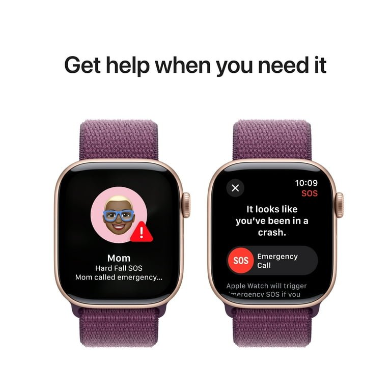 Apple Watch Series 10 GPS + Cellular 42mm Rose Gold Aluminum Case with Plum Sport Loop - Image 8
