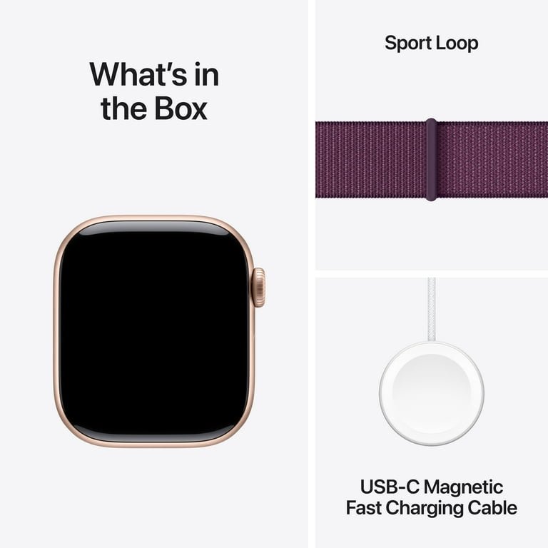 Apple Watch Series 10 GPS + Cellular 42mm Rose Gold Aluminum Case with Plum Sport Loop - Image 6
