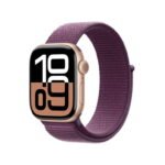 Apple Watch Series 10 GPS + Cellular 42mm Rose Gold Aluminum Case with Plum Sport Loop