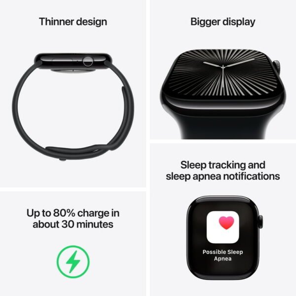 Apple Watch Series 10 GPS + Cellular 42mm Rose Gold Aluminum Case with Plum Sport Loop - Image 5