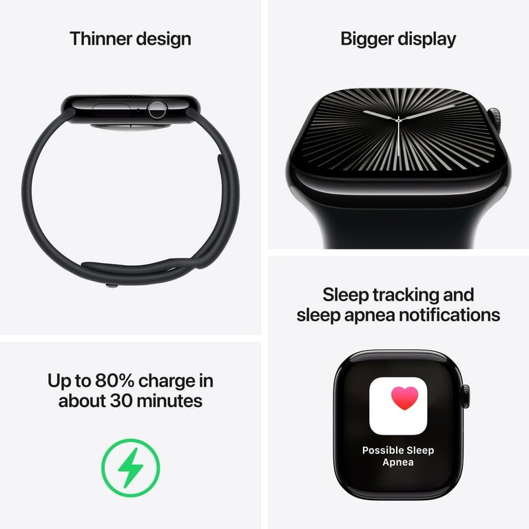 Apple Watch Series 10 GPS + Cellular 42mm Rose Gold Aluminum Case with Plum Sport Loop - Image 5