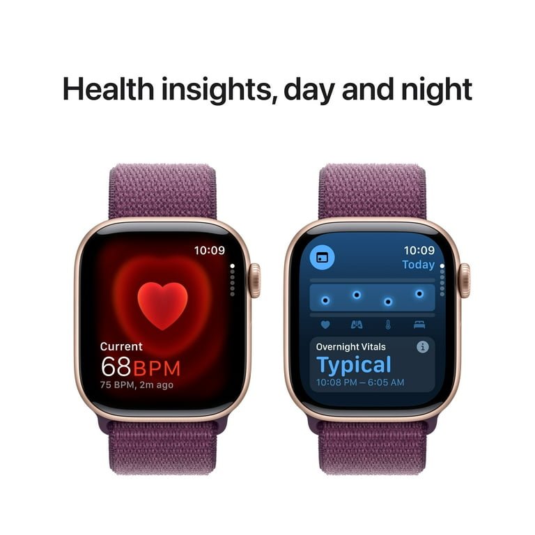 Apple Watch Series 10 GPS + Cellular 42mm Rose Gold Aluminum Case with Plum Sport Loop - Image 4