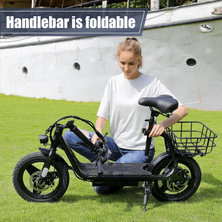 SANOPY 350W Electric Scooter with Seat for Adults, 15 Miles Range 20 Mph, 36V 5.2Ah Battery Moped, 14" Big Tire Commuter Electric Bike with Shock Absorbing, Black - Image 2