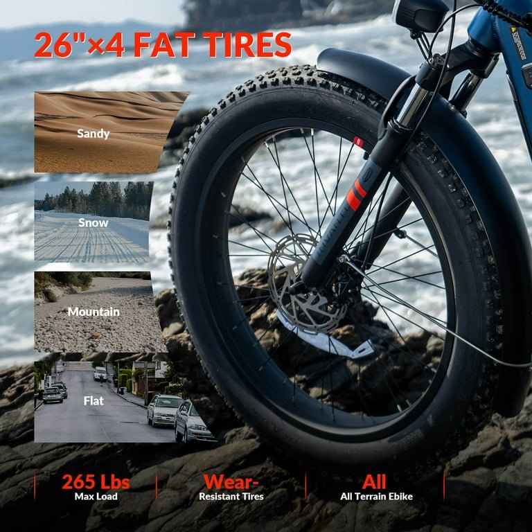 Electric Bike for Adults, 26" x 4” Fat Tire Electric Bicycle, 1500W Peak Motor 50 Miles, 48V 15.6Ah Removable Battery & 7 Speed Electric Mountain Bike with Rear Rack, UL2849 - Image 10