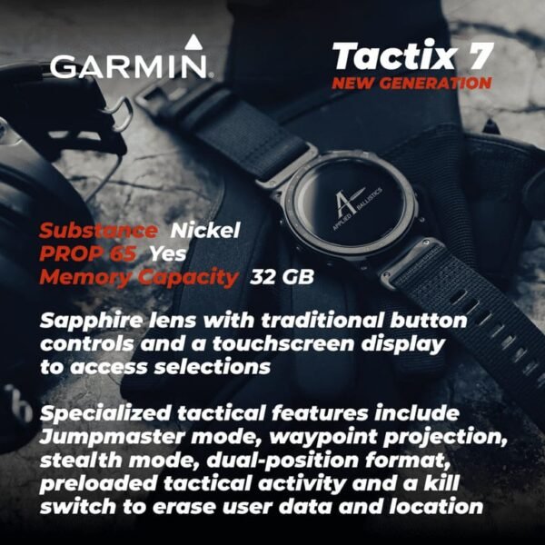 GARMIN Tactix 7 Pro Ballistics GPS Smartwatch with Nylon Band (010-02704-20) - Image 3