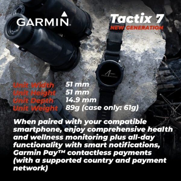 GARMIN Tactix 7 Pro Ballistics GPS Smartwatch with Nylon Band (010-02704-20) - Image 2