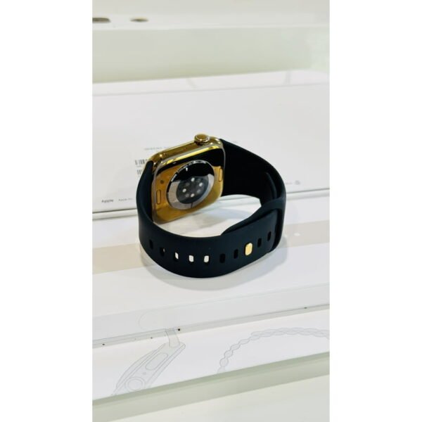 Custom Bright Gold 46mm iWatch Series 10 with a Black Sport Band Gold Plated Pin 2024 Release - Image 6