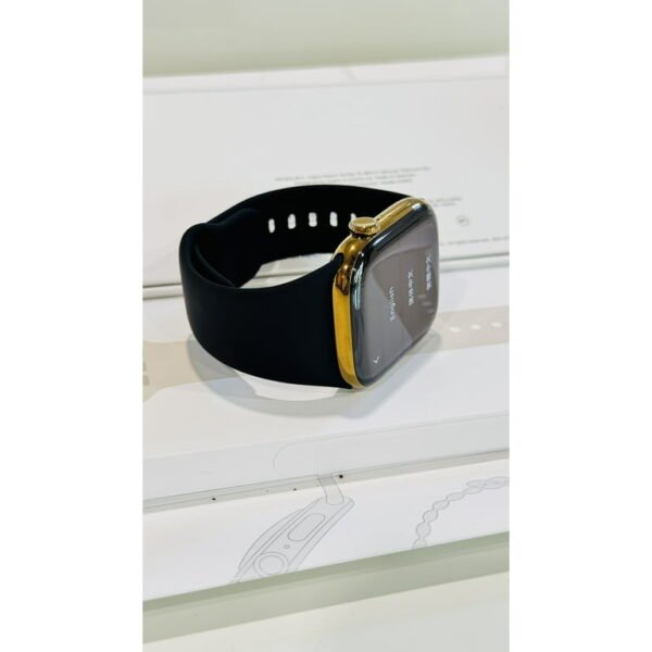Custom Bright Gold 46mm iWatch Series 10 with a Black Sport Band Gold Plated Pin 2024 Release - Image 4