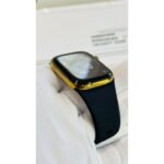 Custom Bright Gold 46mm iWatch Series 10 with a Black Sport Band Gold Plated Pin 2024 Release