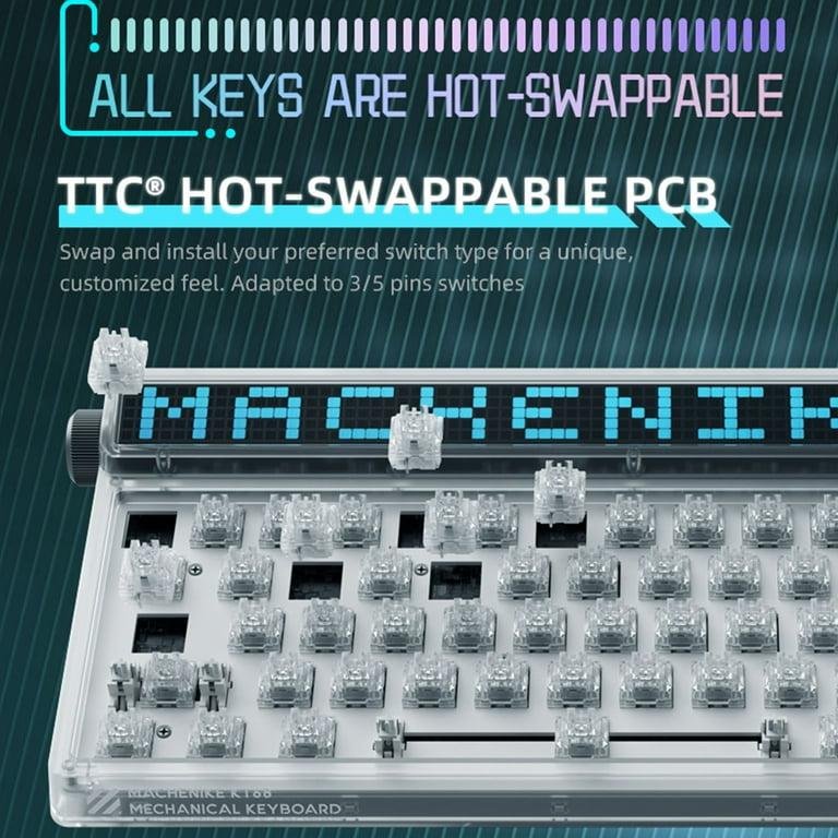 Machenike KT68 Pro 65% RGB Wireless Compact Mechanical Gaming Keyboard, Customizable LED Screen, 3-Modes 68 Keys Hot Swappable Linear Quiet Switch, Anti-Ghosting, Transparent Keycaps, Win/Mac, White - Image 6