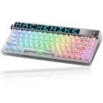 Machenike KT68 Pro 65% RGB Wireless Compact Mechanical Gaming Keyboard, Customizable LED Screen, 3-Modes 68 Keys Hot Swappable Linear Quiet Switch, Anti-Ghosting, Transparent Keycaps, Win/Mac, White