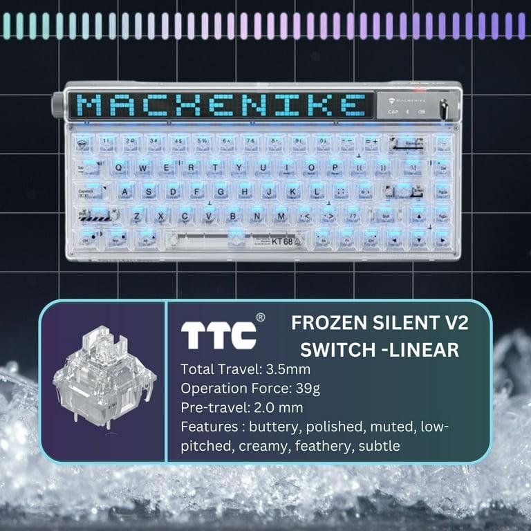 Machenike KT68 Pro 65% RGB Wireless Compact Mechanical Gaming Keyboard, Customizable LED Screen, 3-Modes 68 Keys Hot Swappable Linear Quiet Switch, Anti-Ghosting, Transparent Keycaps, Win/Mac, White - Image 2