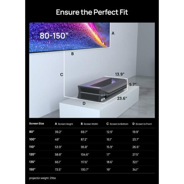 AWOL Vision LTV-3000 Pro 4K Ultra Short Throw Triple Laser Projector, 0.25:1 ratio - Image 2