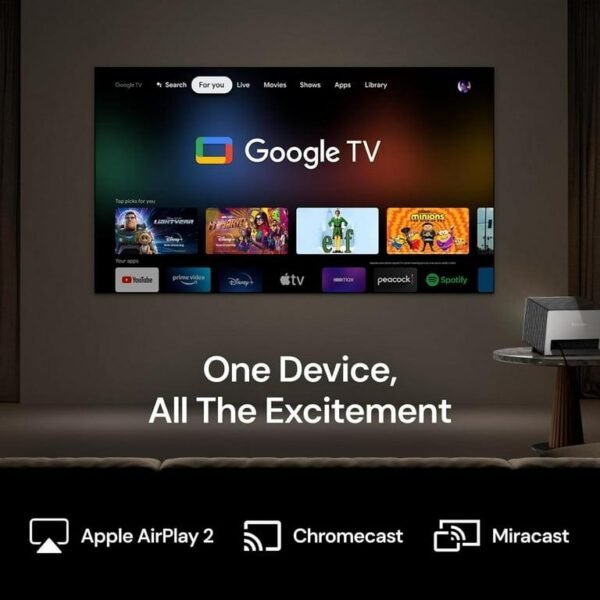 Valerion StreamMaster Plus2 Triple Laser Projector, 2X Faster Performance, 4ms Lag-Free Gaming, IMAX, Google TV, HDR10+, Al 4K UHD, with Smart Google Home & Apple Homekit, Dolby Vision&Atmos - Image 3