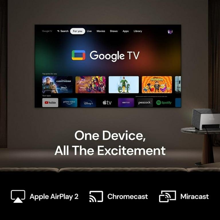 Valerion StreamMaster Plus2 Triple Laser Projector, 2X Faster Performance, 4ms Lag-Free Gaming, IMAX, Google TV, HDR10+, Al 4K UHD, with Smart Google Home & Apple Homekit, Dolby Vision&Atmos - Image 3