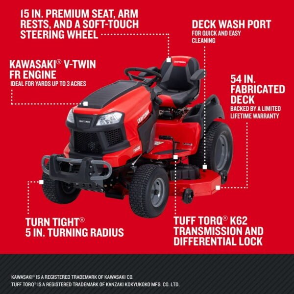 CRAFTSMAN T4400 | Riding Lawn Mower | 54-in | 24-HP V-twin - Image 2