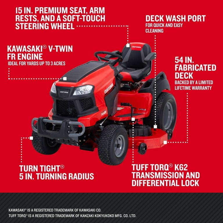 CRAFTSMAN T4400 | Riding Lawn Mower | 54-in | 24-HP V-twin - Image 2