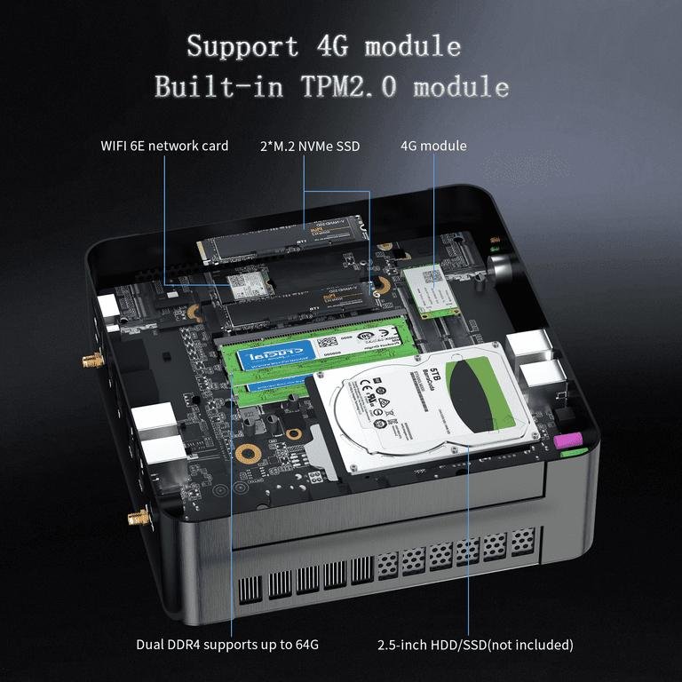 Mini PC i9, Kinupute Desktop Computer Core i9-9880H, TPM2.0, Windows 11 Pro, 32G DDR4, 1T PCIE3.0 NVME SSD, DP/HDMI/USB-C Port, 4K@60Hz, 2x2.5G RJ45 LAN, WiFi 6E/BT5.3, Support 4G Module, HTPC - Image 10