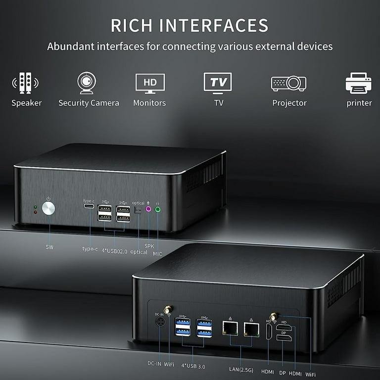 Mini PC i9, Kinupute Desktop Computer Core i9-9880H, TPM2.0, Windows 11 Pro, 32G DDR4, 1T PCIE3.0 NVME SSD, DP/HDMI/USB-C Port, 4K@60Hz, 2x2.5G RJ45 LAN, WiFi 6E/BT5.3, Support 4G Module, HTPC - Image 5