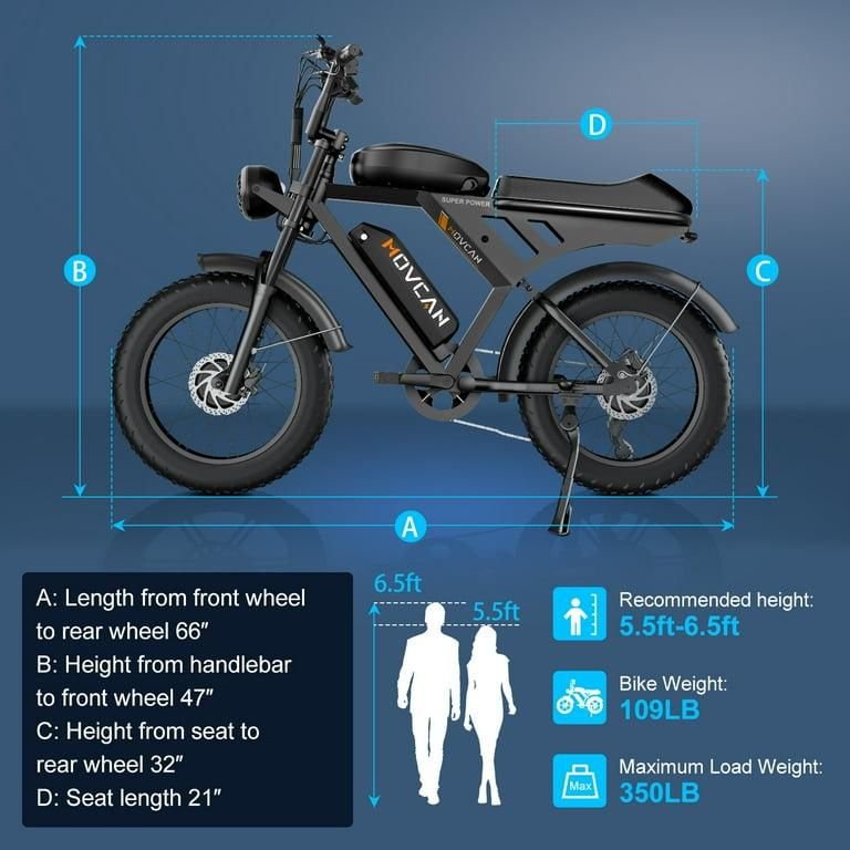 Movcan Dual Motor Dual Battery Electric Bike for Adults, 20" Fat Tire Electric Motorcycle Bike, Hydraulic Brakes 7-Speed 5-Layer Full Suspension UL2849 - Image 11