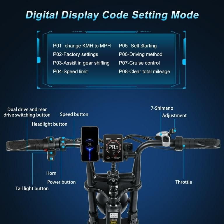 Movcan Dual Motor Dual Battery Electric Bike for Adults, 20" Fat Tire Electric Motorcycle Bike, Hydraulic Brakes 7-Speed 5-Layer Full Suspension UL2849 - Image 5