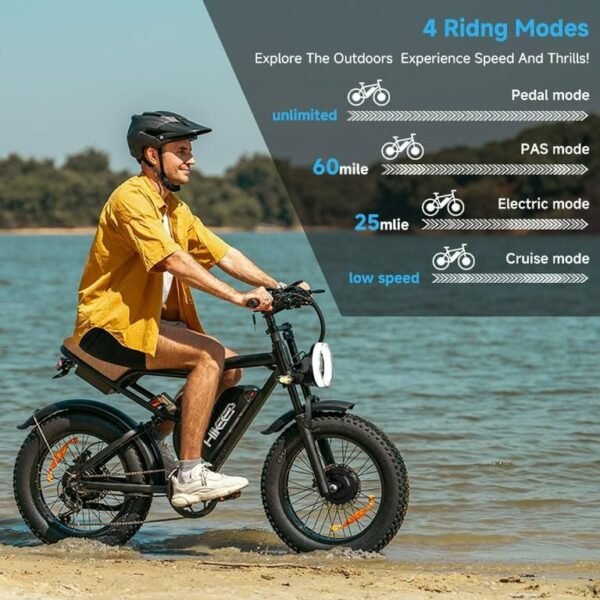 Electric Mountain Bike for Adults, 20" Fat Tire, 48V 15Ah Battery, 3000W Peak Dual Motor, 32MPH, UL2849 Certified Off-Road E-Bike - Image 7