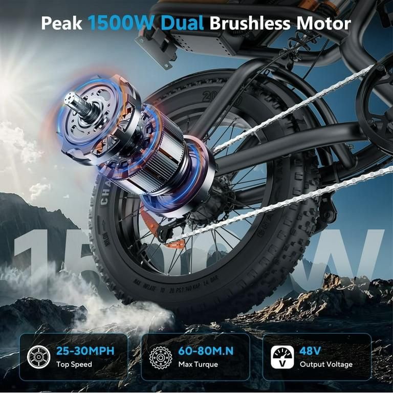 Electric Mountain Bike for Adults, 20" Fat Tire, 48V 15Ah Battery, 3000W Peak Dual Motor, 32MPH, UL2849 Certified Off-Road E-Bike - Image 4